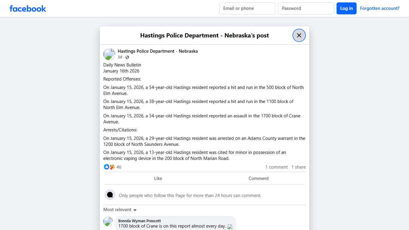 Daily News... - Hastings Police Department - Nebraska | Facebook