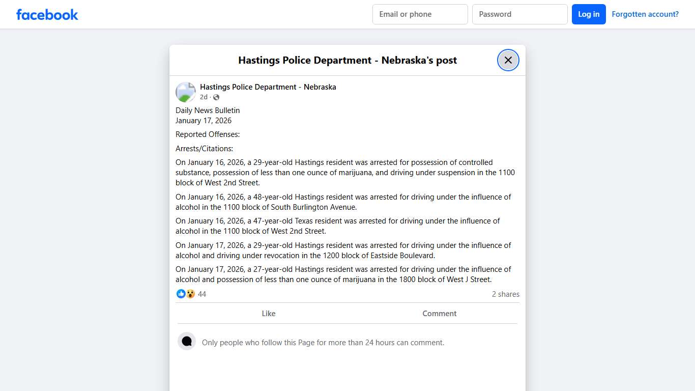 Daily News... - Hastings Police Department - Nebraska | Facebook
